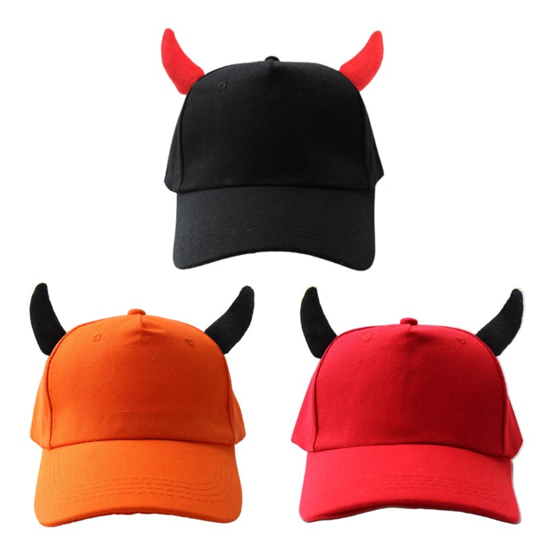 Mũ Lưỡi Trai Đính Sừng Quỷ Hóa Trang Halloween