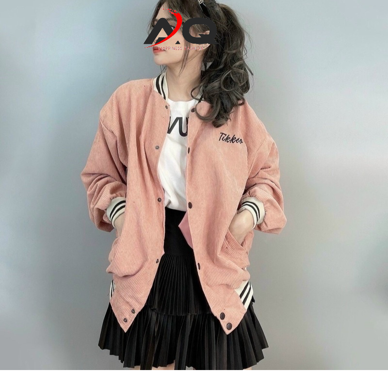 Áo Khoác varsity nhung tăm áo bomber Kaki Nam Nữ Vàng Cao Cấp Bao Nhiều Màu KK028 - QSTORE