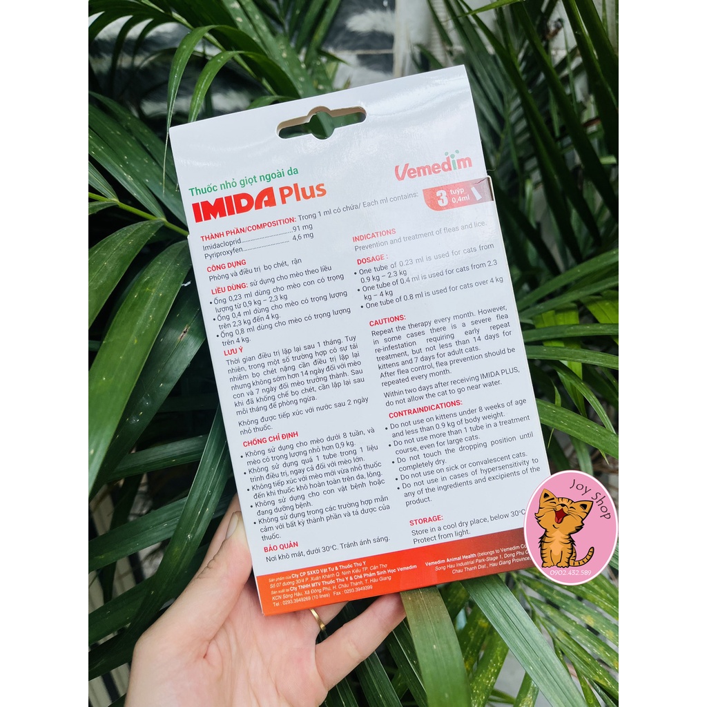 NHỎ GÁY PHÒNG VE, BỌ CHÉT CHO MÈO IMIDA PLUS