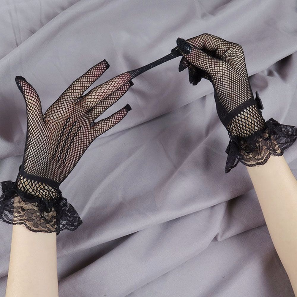 NEEDWAY Sexy Women Driving Gloves Summer Wedding Gloves Sun Protection Mittens Anti-UV Flower For Girls Bow Breathable|Lace/Multicolor