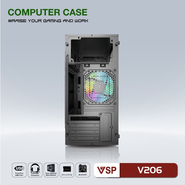 Giá siêu tốt  Vỏ Case Máy Tính VSP V206 LED RGB