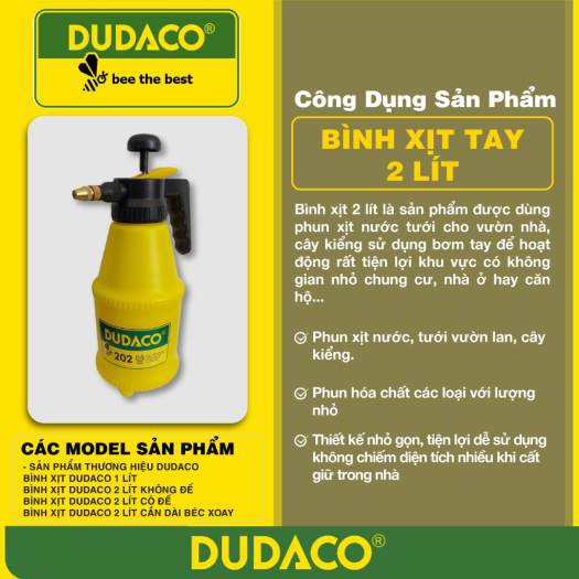 Bình xịt tưới cây, hoa DUDACO 2L