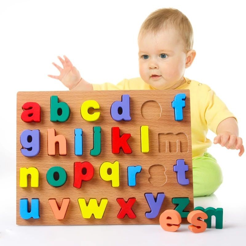 Bảng gỗ nổi cho bé học chữ cái và chữ số kích thước 30x23cm
