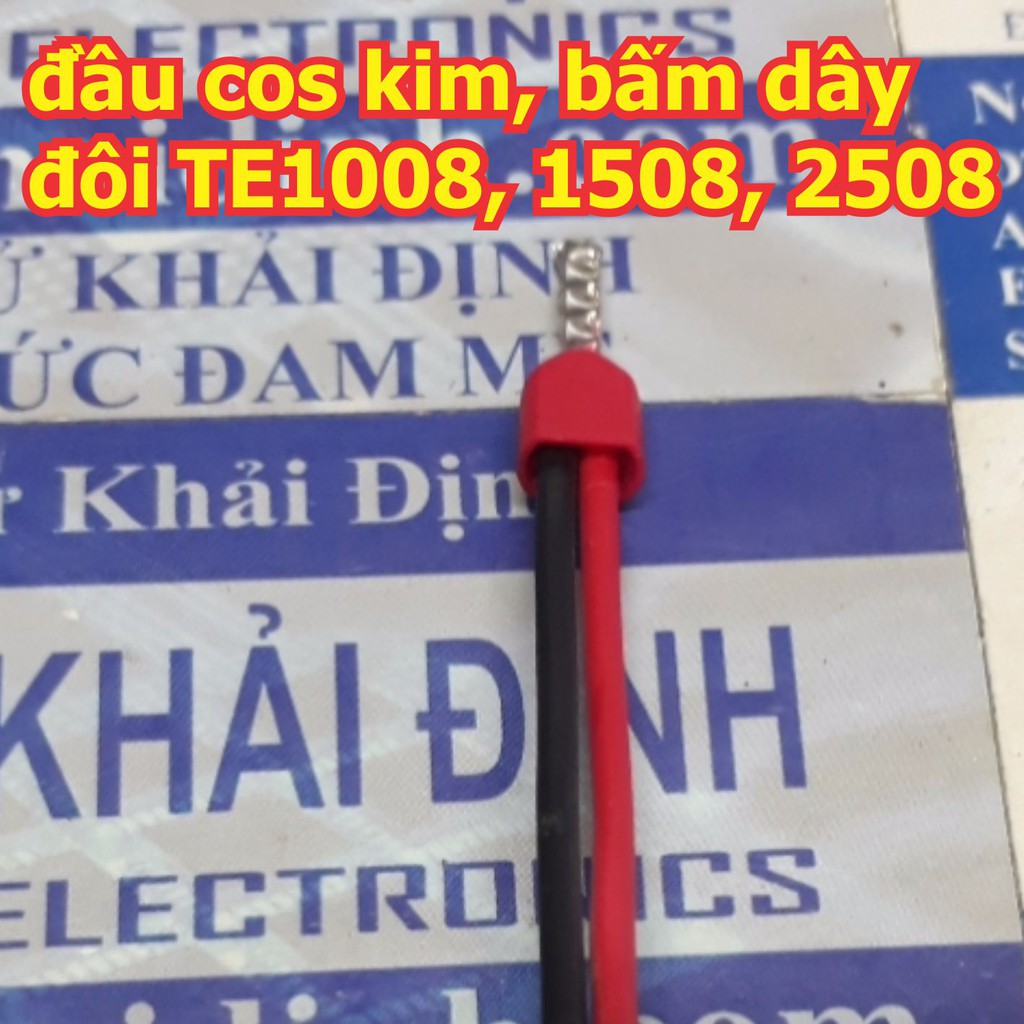 đầu cos kim tròn, loại bấm 2 dây, TE0508 TE1008 TE1508 TE2508 TE4012 TE6014 màu đen/đỏ (giá cho gói 50c 100c) kde5529