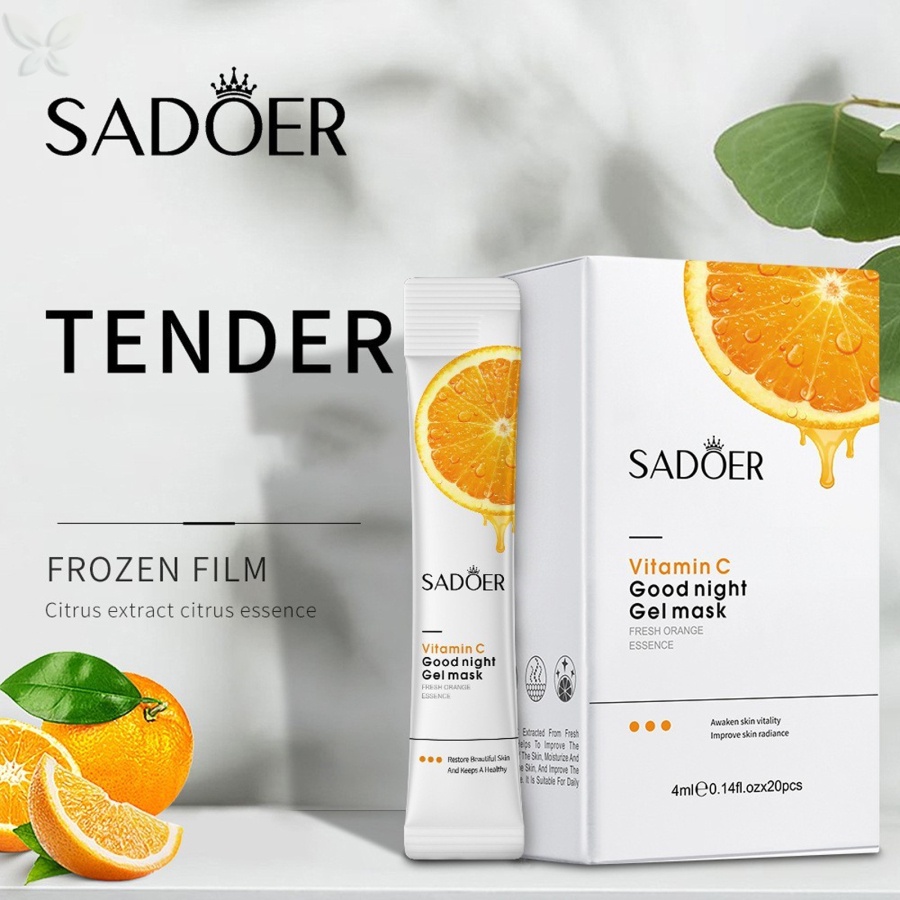 Hộp 20 mặt nạ ngủ vitamin C sáng da dưỡng ẩm se khít lỗ chân lông ngăn ngừa nếp nhăn chống lão hóa