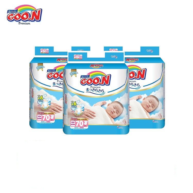 [Nhập GOON12 giảm 10%] Combo 3 bịch tã dán Goo.N Premium gói cực đại Newborn NB70 (70 miếng)