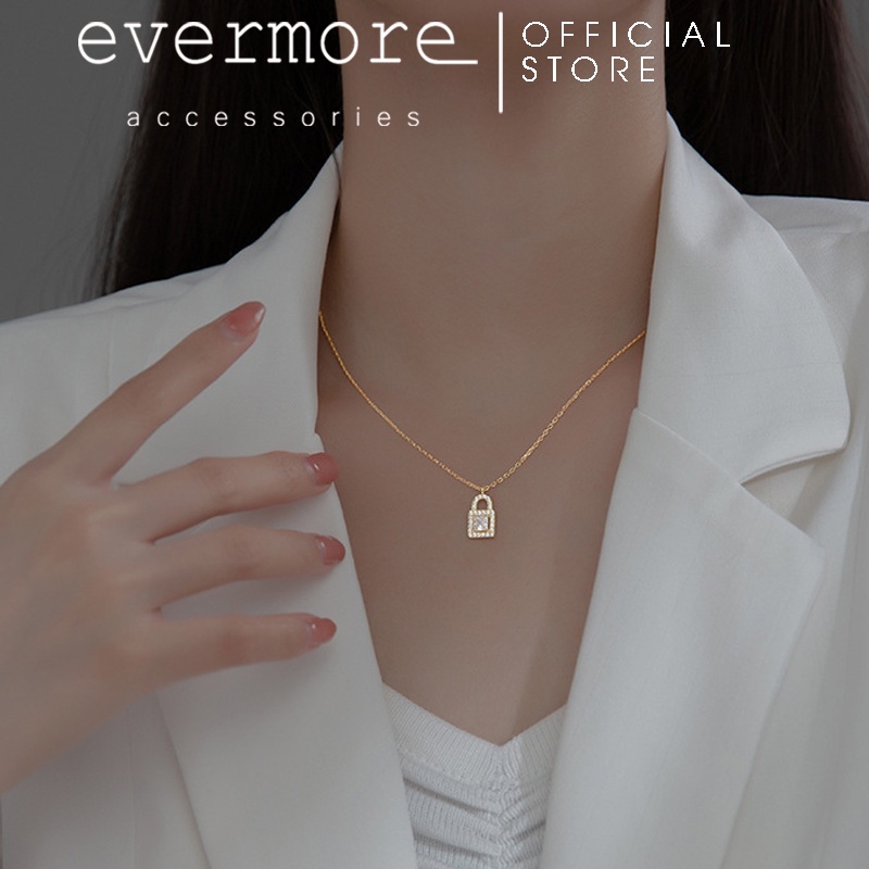 Dây chuyền bạc EVERMORE, vòng cổ bạc ổ khóa love locker phong cách thanh lịch, minimalism - D048