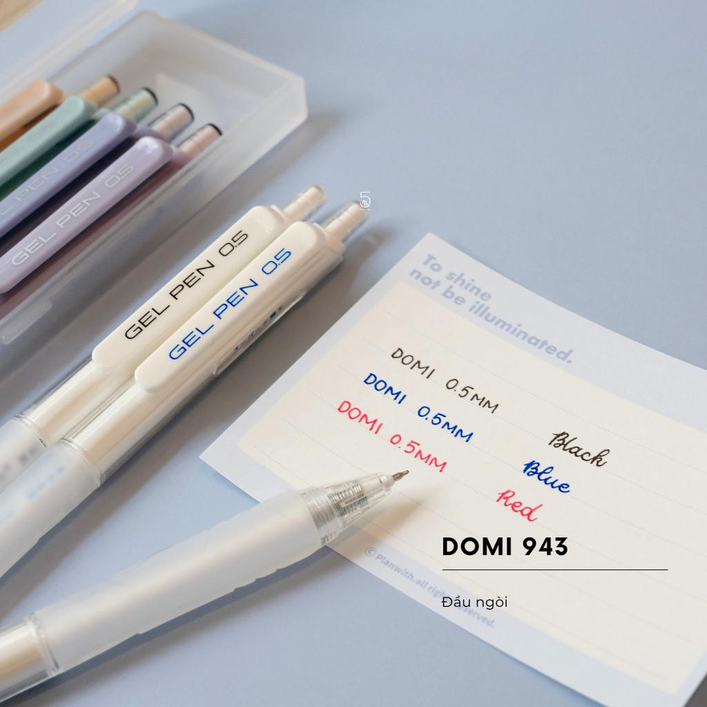 Bút Gel Bấm Domi Ngòi 0.5mm Có Đệm Tay Vỏ Nhiều Màu DM943