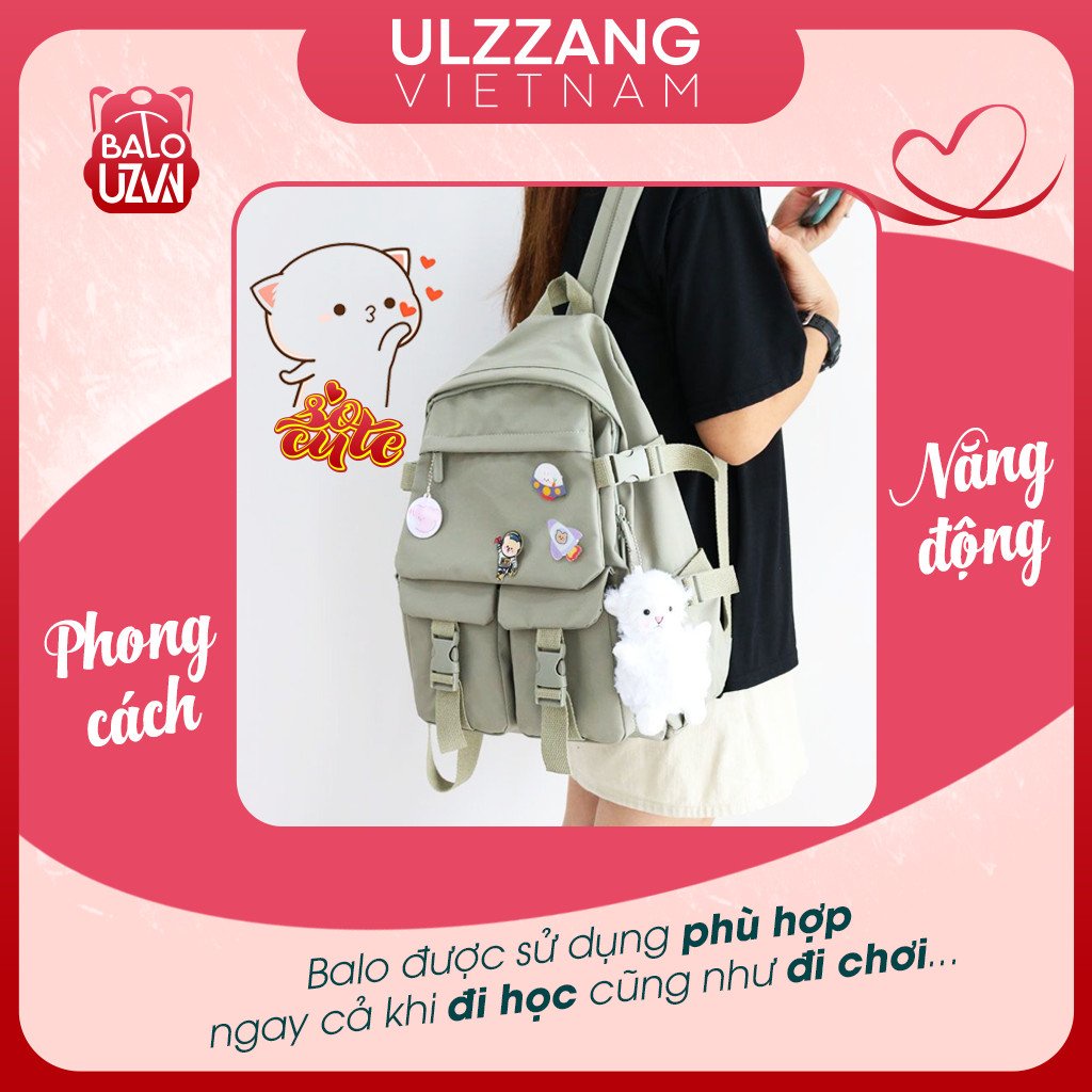 Balo nữ đi học thời trang Ulzzang Hàn Quốc, cặp sách đẹp hàng cao cấp dễ thương, túi xách sinh viên chống nước