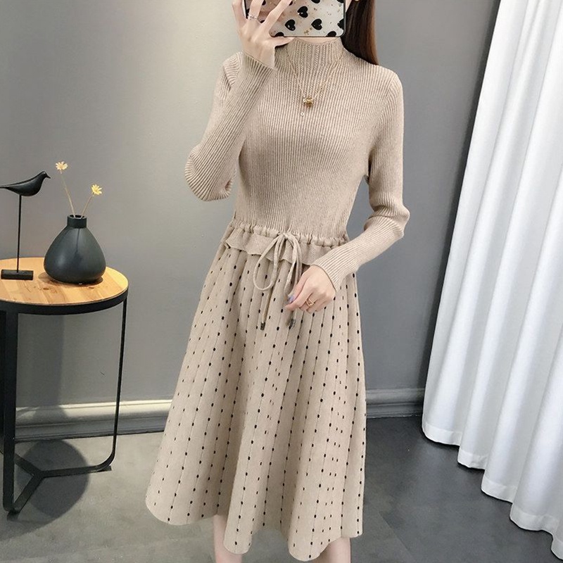 Váy đầm len suông rút eo hàn quốc dành cho mẹ bầu chất len dày dặn dáng xuông ấm áp mùa đông bà bầu