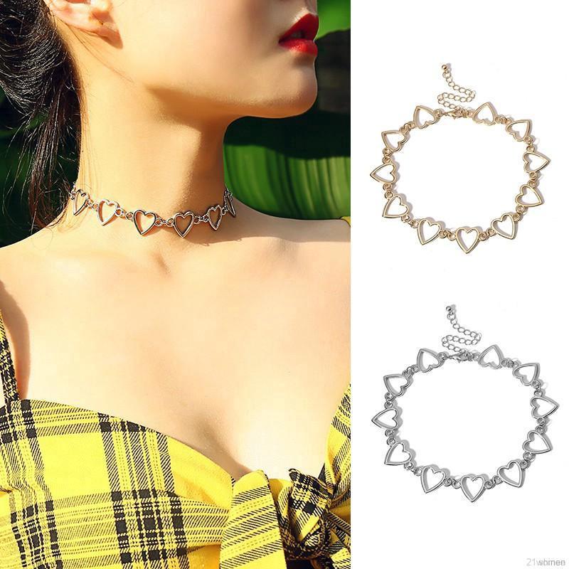 Dây chuyền choker mặt hình trái tim rỗng thời trang dành cho nữ