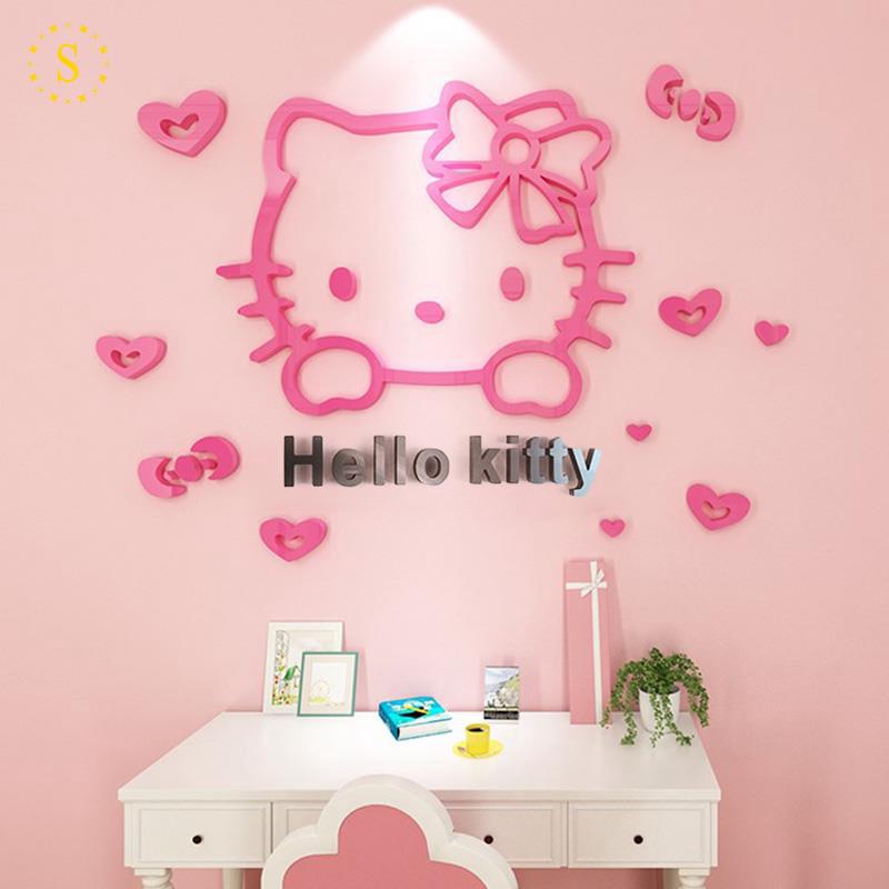 Miếng Dán Tường 3d Hình Hello Kitty