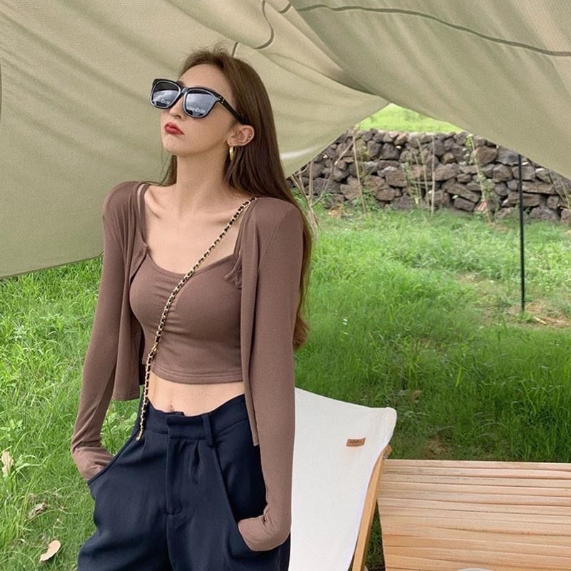 Áo hai dây Và Khăn Choàng Hai Mảnh 2022 Bộ Đồ Gia Vị Mới Dành Cho Bé Gái