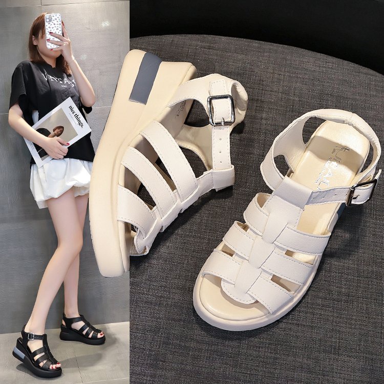 Giày đế bánh mì đế xuồng giày Chuộng TĂNG CHIỀU CAO QUAI CHIẾN BINH, xăng đan xuồng thời trang sành điệu 7cm
