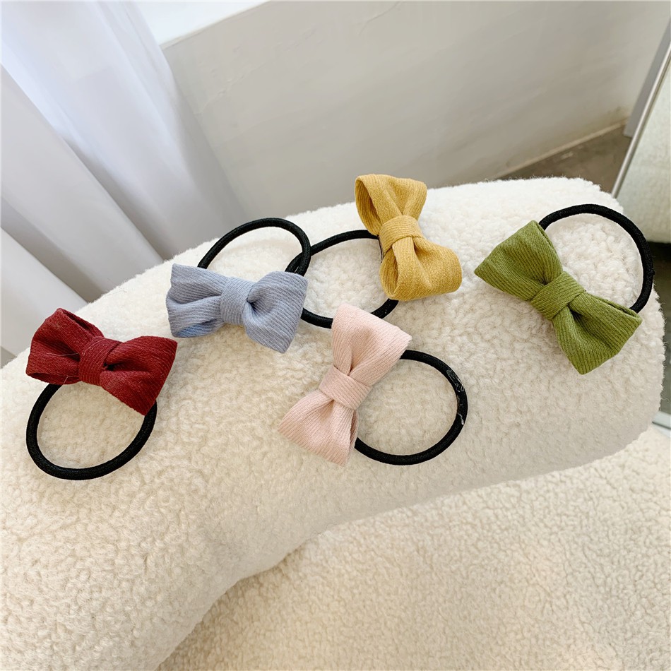Dây cột tóc đính nơ cỡ nhỏ dây thun co dãn dành cho nữ
