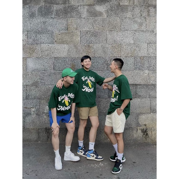 YOSICLUB ÁO THUN xanh EATMENOW OVERSIZE TEE