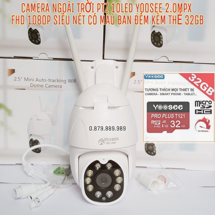 Camera ngoài trời yoosee Ptz 10Led 3.0Mpx Fhd1080P quay quét 360 độ siêu nét, có màu ban đêm