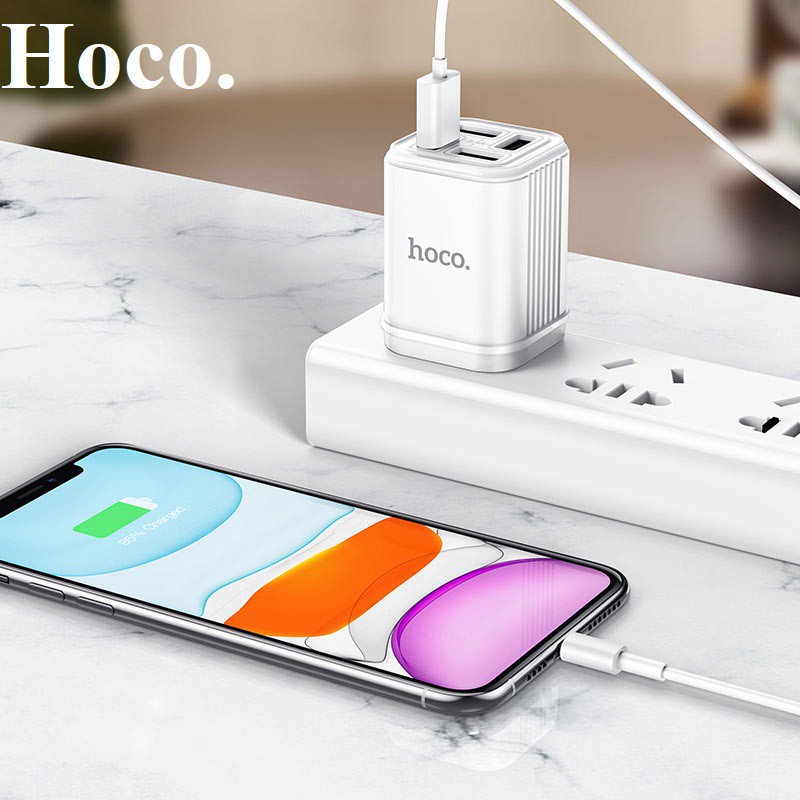 Củ Sạc Nhanh 4 Cổng Thông Minh Hoco CHÍNH HÃNG  3.4A - Chân cách điện tiện dụng