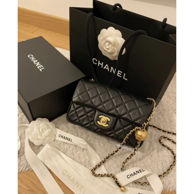 Túi xách nữ CN bản quả cầu đen da lì mềm sụn fullbox