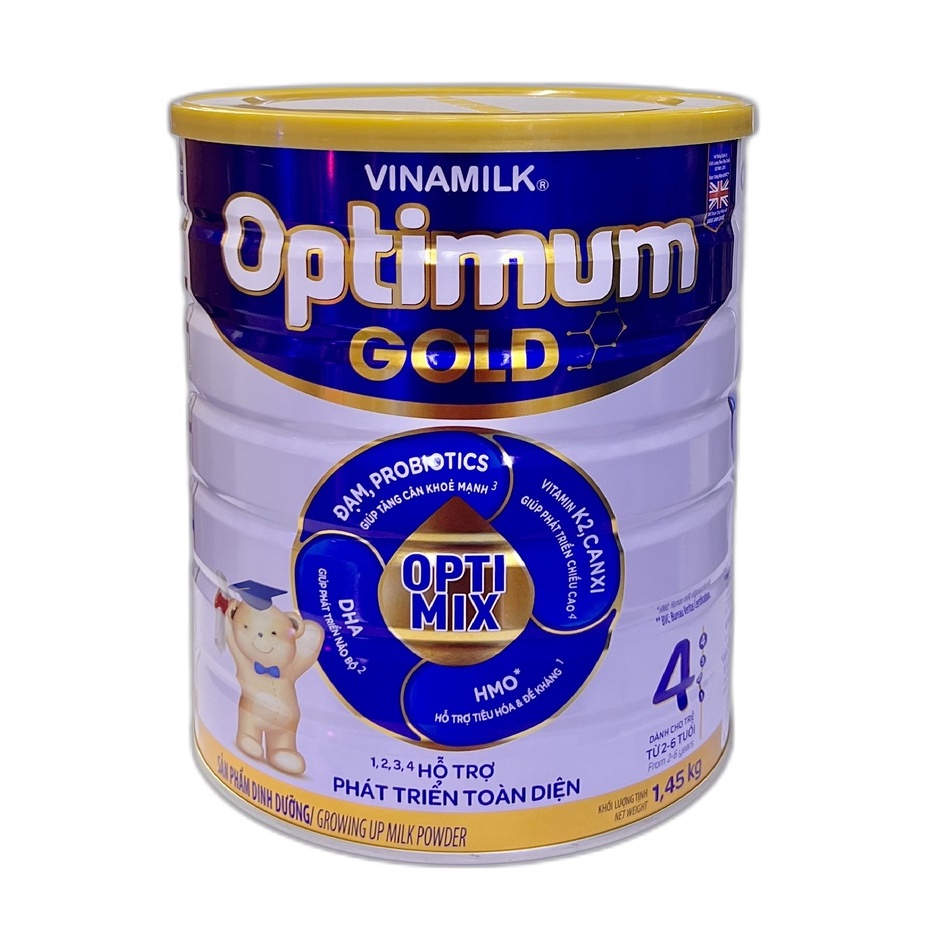 SỮA BỘT VINAMILK OPTIMUM GOLD 4 1.45KG (MẪU MỚI HMO)