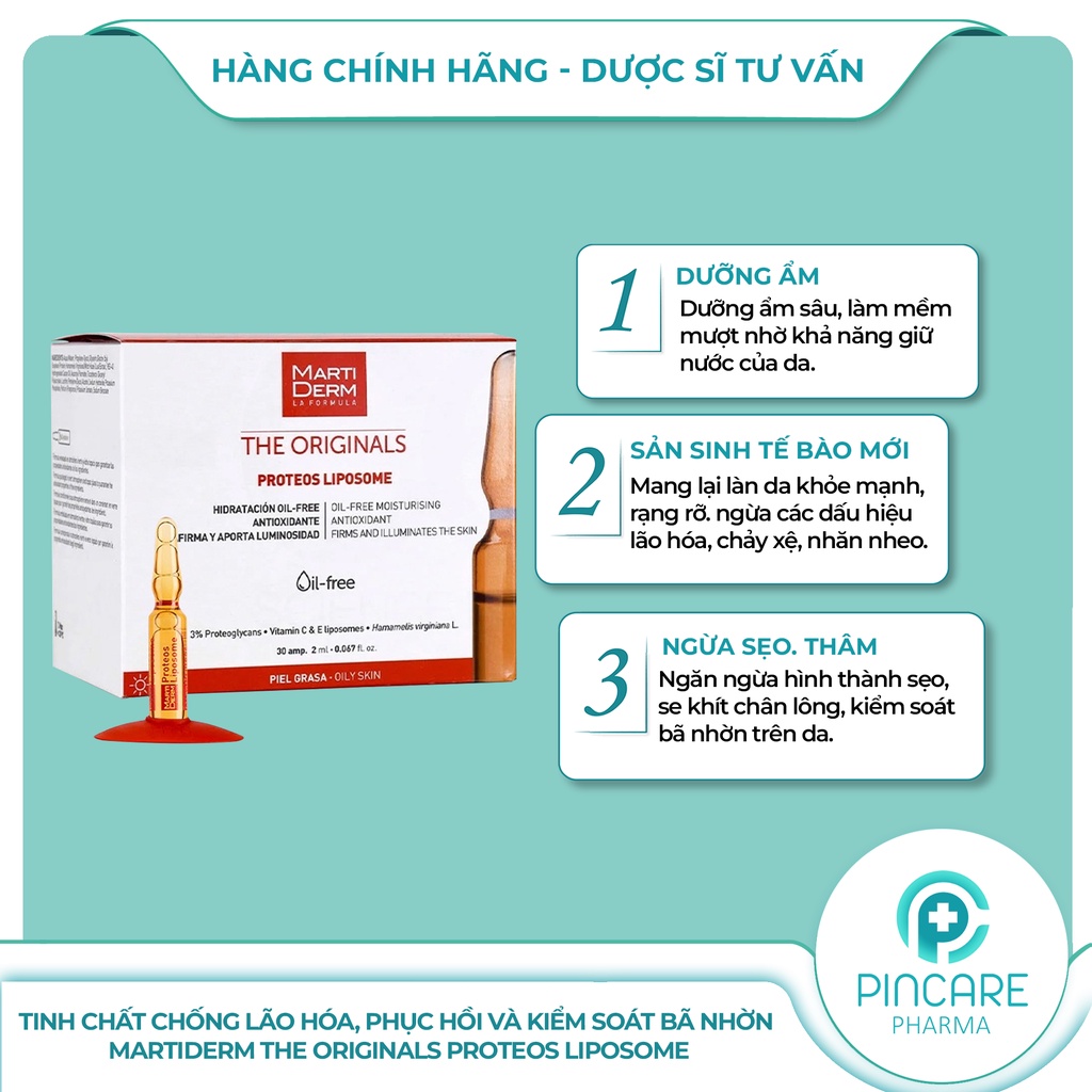 Tinh chất phục hồi, kiểm soát bã nhờn Martiderm The Originals Proteos Liposome - Hàng chính hãng  Date 6/2024