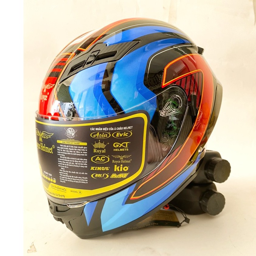Mũ bảo hiểm fullface ROC ROYAL M137 2 kính tem mới  bảo hành 12 tháng tặng balo dây rút