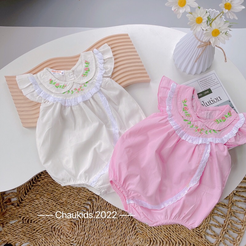 Áo liền quần cho trẻ sơ sinh, body cho bé gái 2 màu xinh xắn dễ thương diện hè