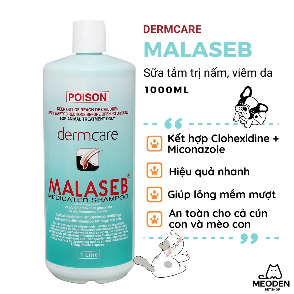 Sữa tắm nấm và viêm da cho chó mèo Malaseb 1L (1000ml)