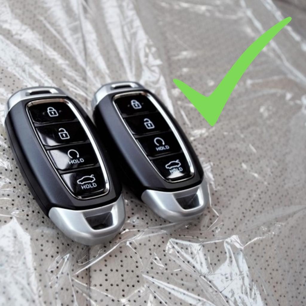 Bao da móc khoá bọc ốp chìa khoá xe ô tô Hyundai Accent 2021 2022 4 nút bấm, da bò, nhiều màu, khâu thủ công 12B