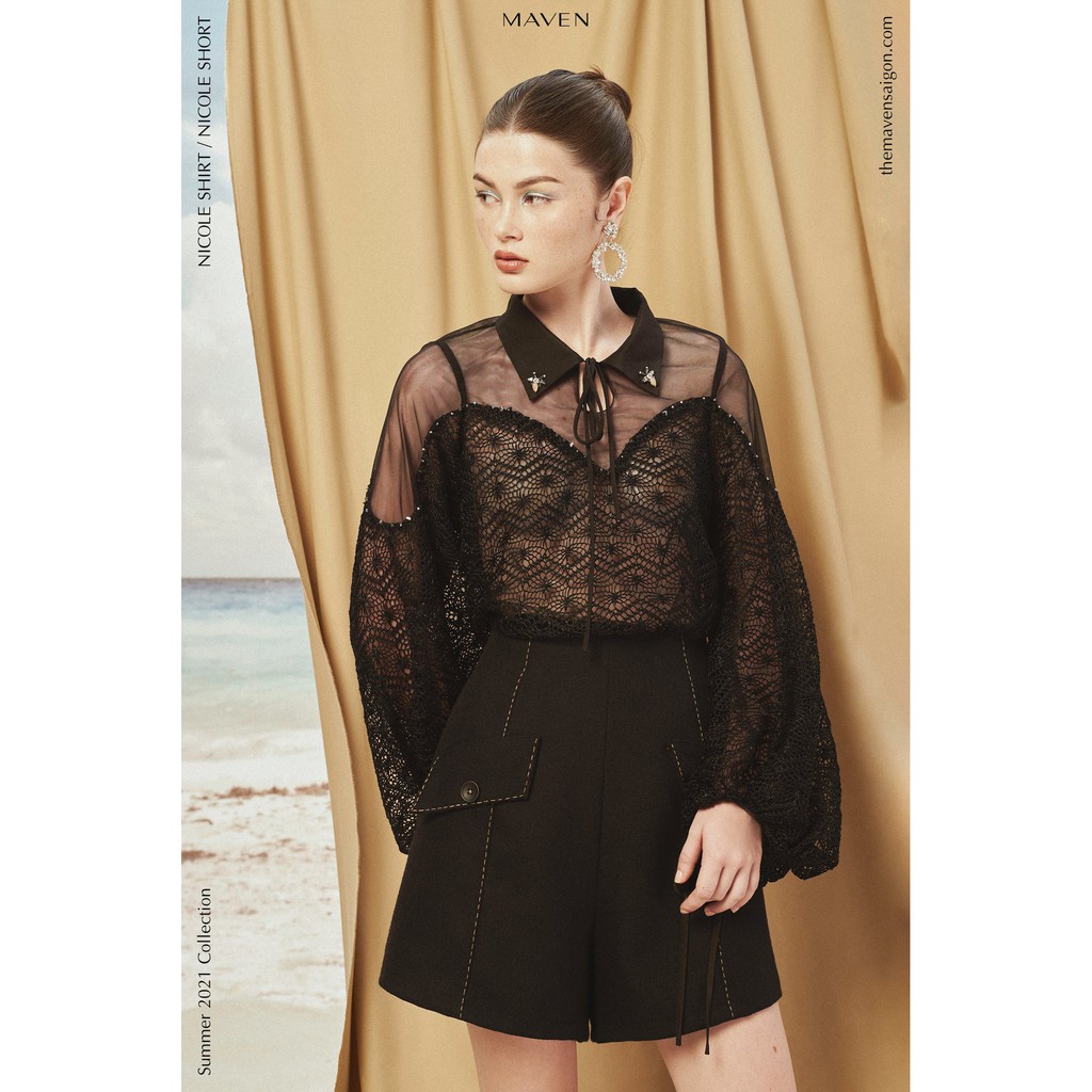MAVEN - Quần váy đen dáng chữ A Nicole