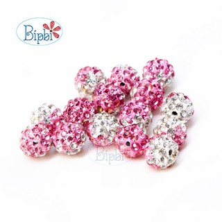 Hạt châu gắn pha lê màu hồng loang