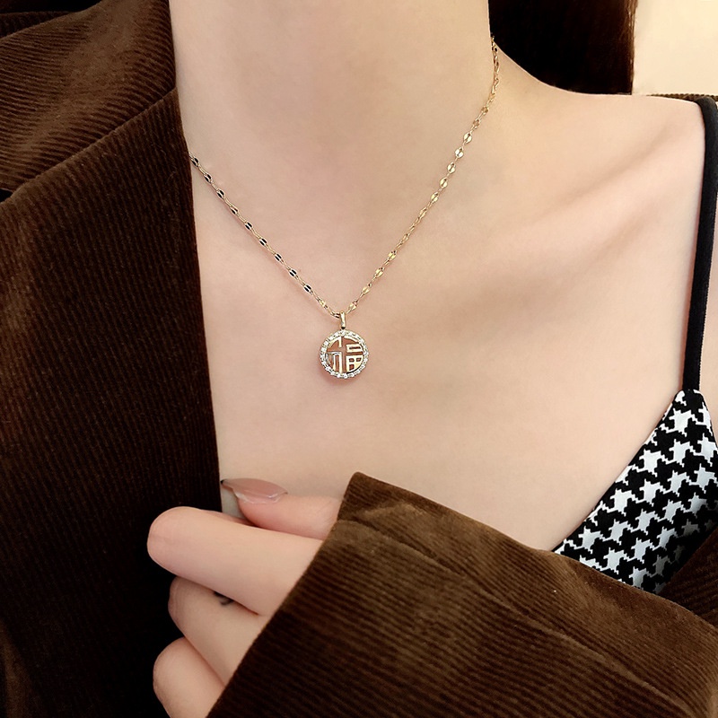 Vòng cổ YeYi thép titan đính kim cương thời trang sang trọng cho nữ