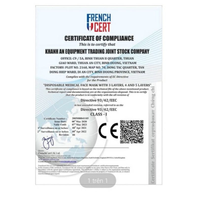 Khẩu trang khánh an 4d hộp 30 cái