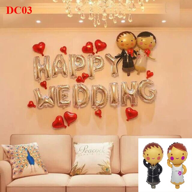 Các set Bóng Happy Wedding - trang trí tiệc cưới - phòng cưới