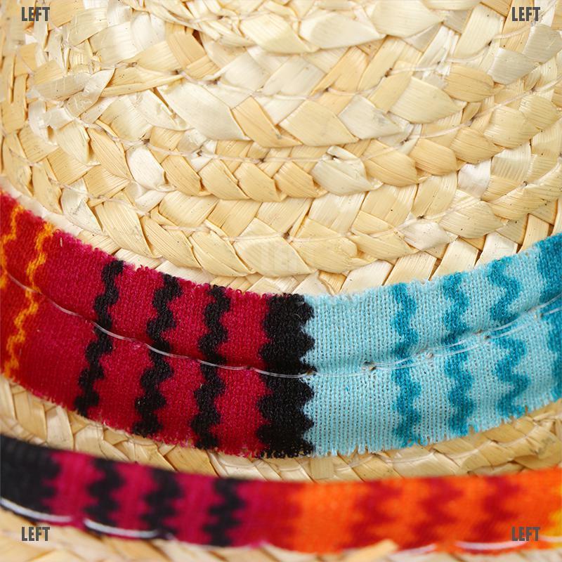 LEFT Mini Pet Dogs Straw Hat Sombrero Cat Sun Hat Beach Party Straw Hats Dogs Hat