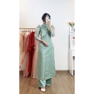 Áo dài xanh mint thiết kế cao cấp