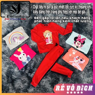 Bộ nỉ dài tay trẻ em HM dày dặn size đại dành cho bé gái nhiều màu nhiều hình dễ thương (18-32kg) (088164)
