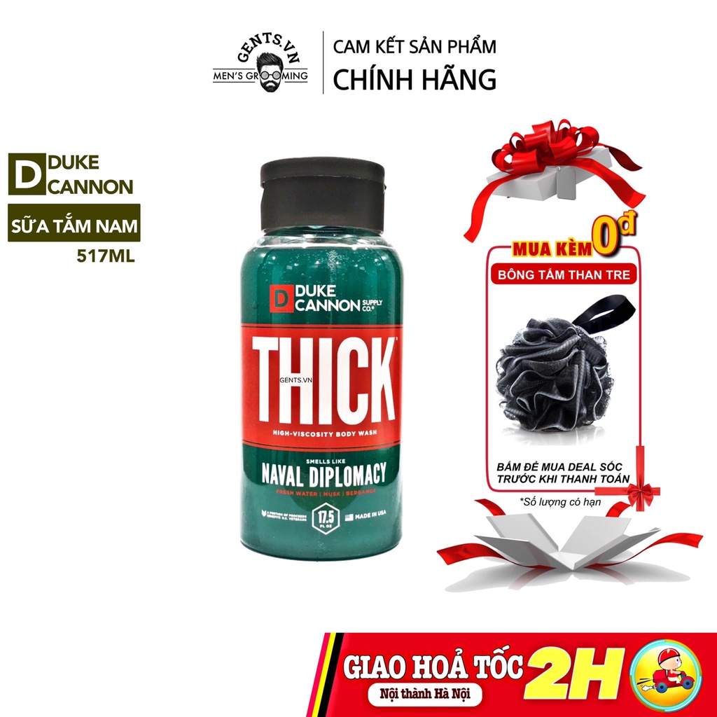 Sữa tắm cho nam Duke Cannon Thick High Naval Supremacy 517ml - làm sạch sâu hơn với mùi hương nam tính