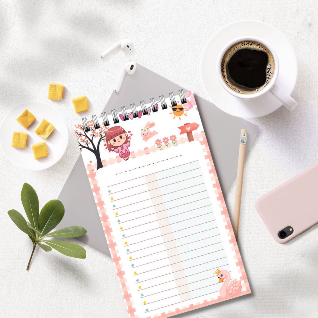 Sổ tay ghi chép từ vựng, lập kế hoạch lịch trình tiện lợi, có thể xé rời size 14.5x10cm màu hồng