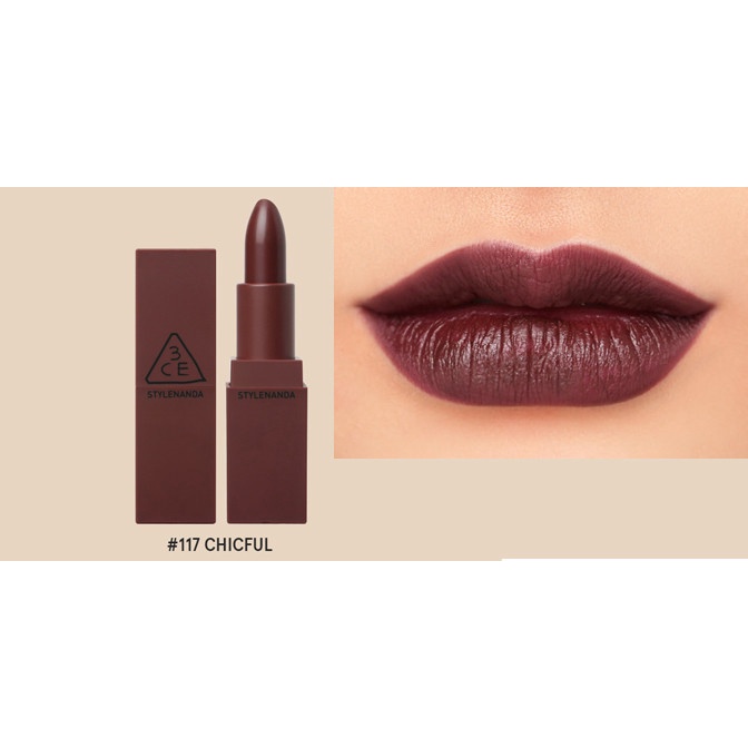 Son 3CE Mood Recipe Chicful ( đỏ mận) + Muss (hồng đất )