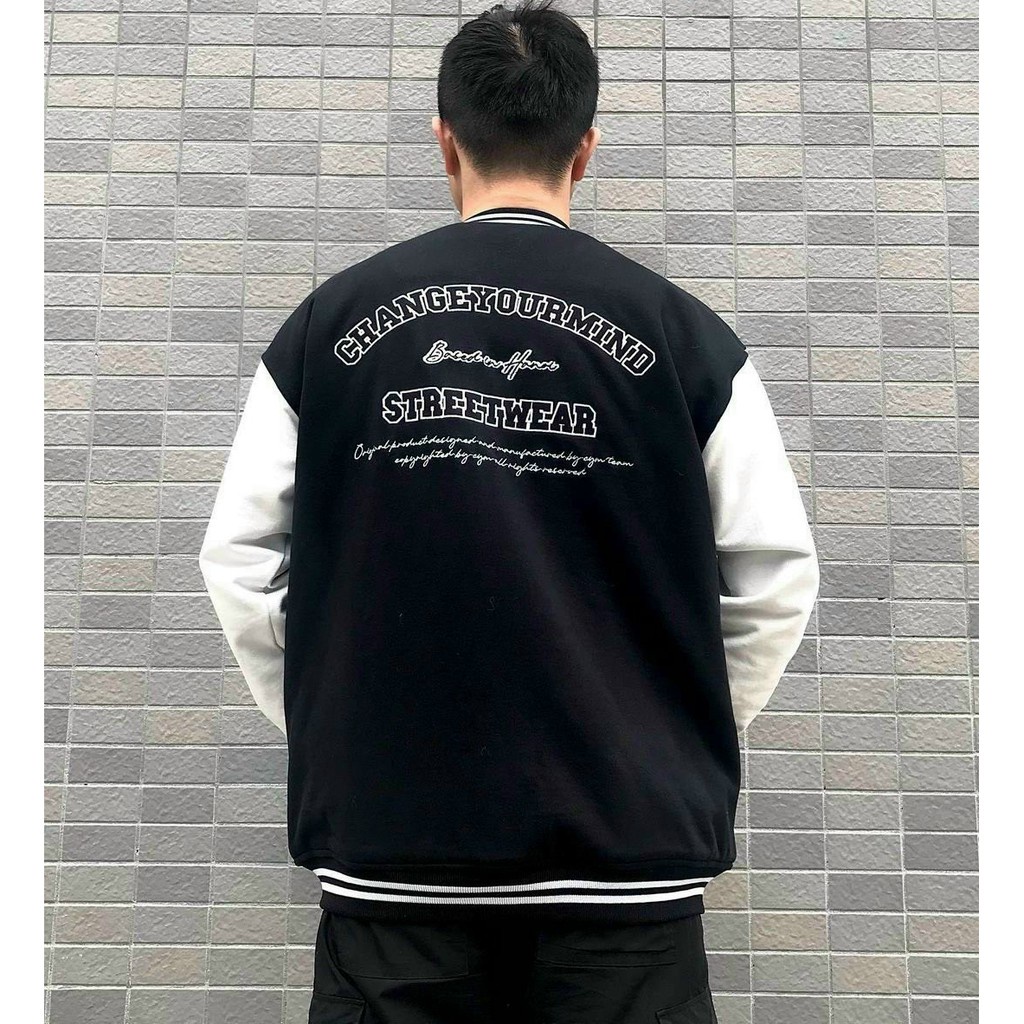 Áo khoác dù bomber unisex in chữ TM GYM phối, nút bấm, áo gió kiểu mới