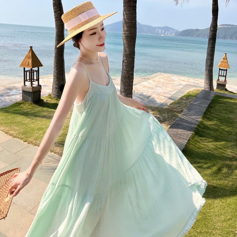 Đầm Đi Biển Dáng Chữ a Dài Xinh Xắn Thời Trang