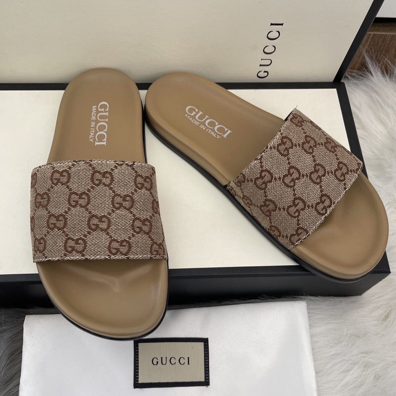 Dép quai ngang nam vân chìm vàng quai vàng kèm video)