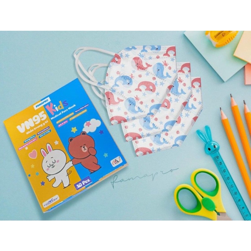 Khẩu trang y tế dành cho bé VN95 Kids (Hộp 10 cái)