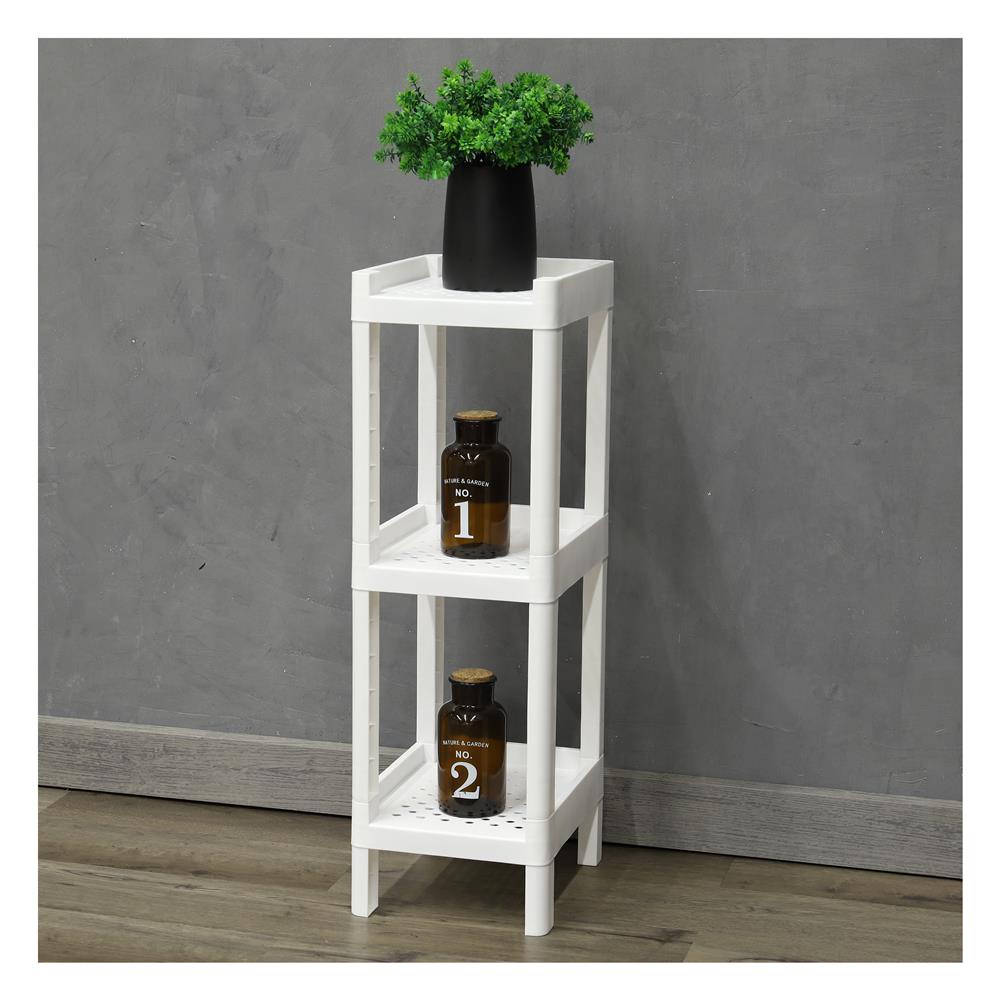 HomeBase STACKO kệ nhựa 3 tầng MONO Thái Lan W24xH76xD30cm màu trắng