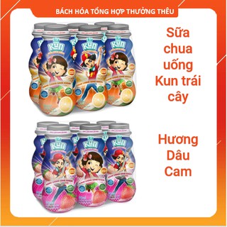 Sữa chua uống tiệt trùng Kun hương kem dâu/ hương cam(lốc 6 lọ * 90ml)