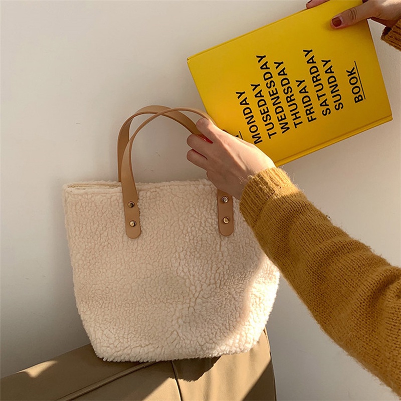 Ielgy Túi Xách Lông Cừu Phiên Bản Hàn Quốc Bắn Đường Phố