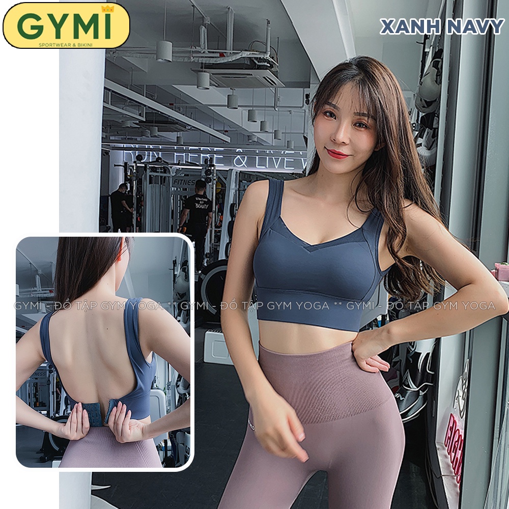 Áo bra tập gym yoga nữ GYMI AL44 dáng thể thao chất poly cao cấp khoá cài sau chắc chắn cố định ngực