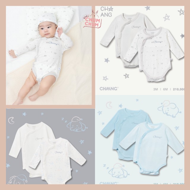 Set Áo Bodychip Cotton Sơ Sinh Dài Tay Cúc Chéo Cho Bé Dreamy Chaang Babychumchum 0-6 Tháng