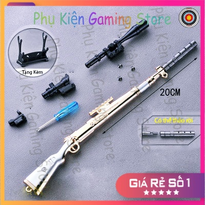 [Tặng Giá Đỡ] Mô hình súng pubg K98 skin Bright Gold Silver 20cm CÓ THỂ THÁO RỜI moc khoa pubg hợp kim cao cấp